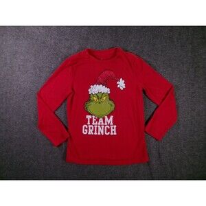 Family Fun Shirt Boys L Long Sleeve Team Grinch Graphic Holiday Red Christmas